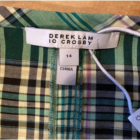 NWT $495 Derek Lam 10 Crosby Plaid Midi Dress Size 14 Women’s Green - Picture 3 of 10